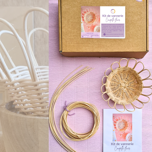 kit de vannerie coupelle fleur en rotin